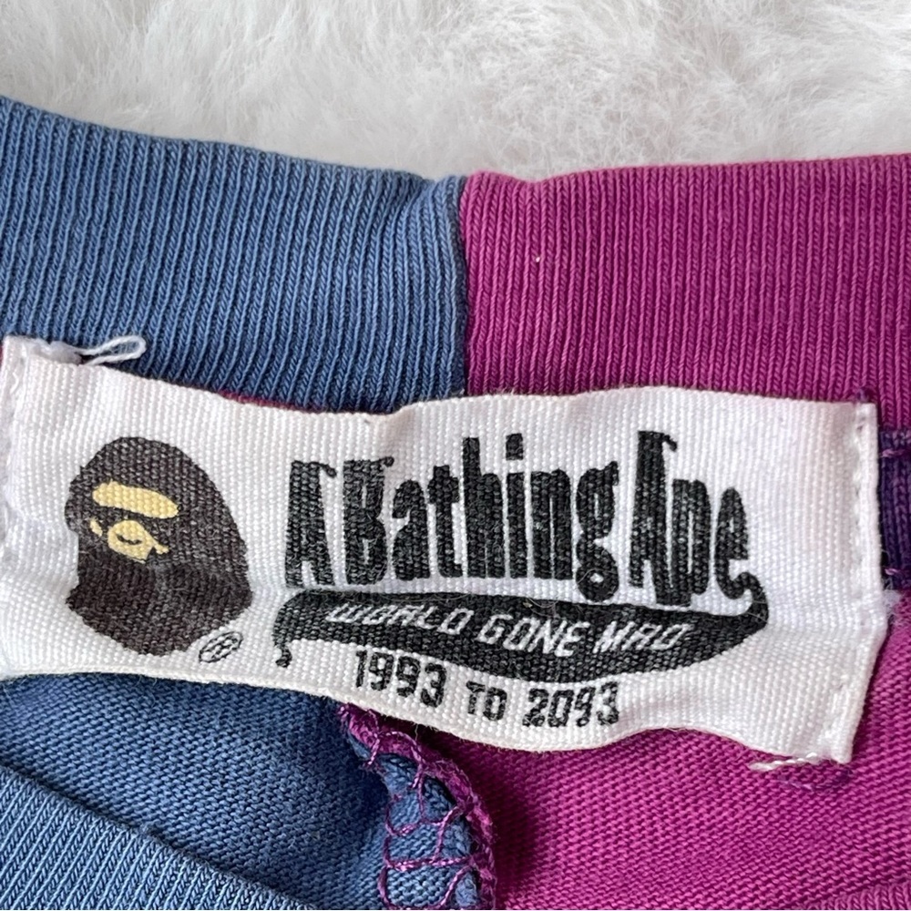A BATHING APE Split Shark Camo T-Shirt Purple Blue WGM Graphic Tee Medium - Picture 4 of 11